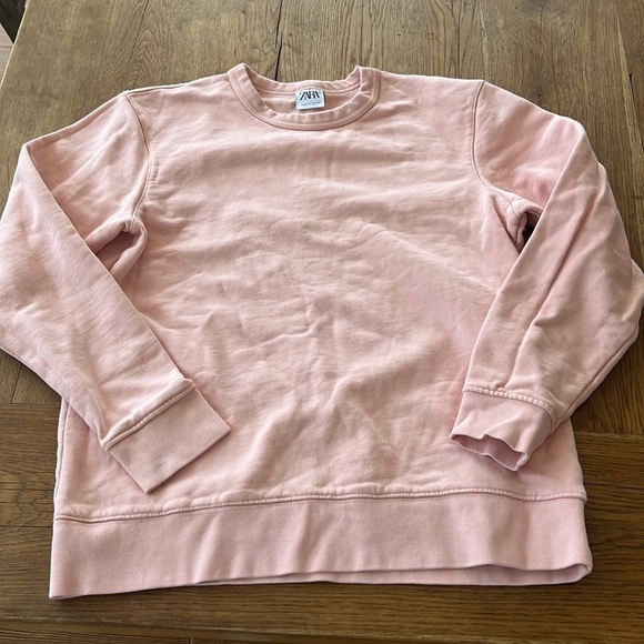 Zara Sweatshirt Unisex Pale Peach Pink Medium - Picture 1 of 4